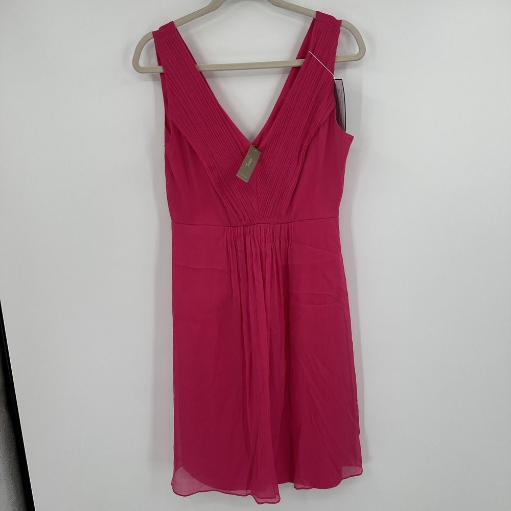 J.Crew‎ Dress Womens 6 Pink Silk Pleated V Neck Sleeveless Cocktail 47993 A-Line